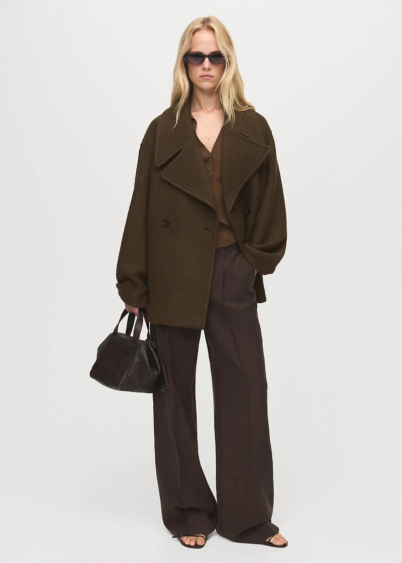 Oversized wool coat with maxi lapels