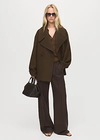 Oversized wool coat with maxi lapels
