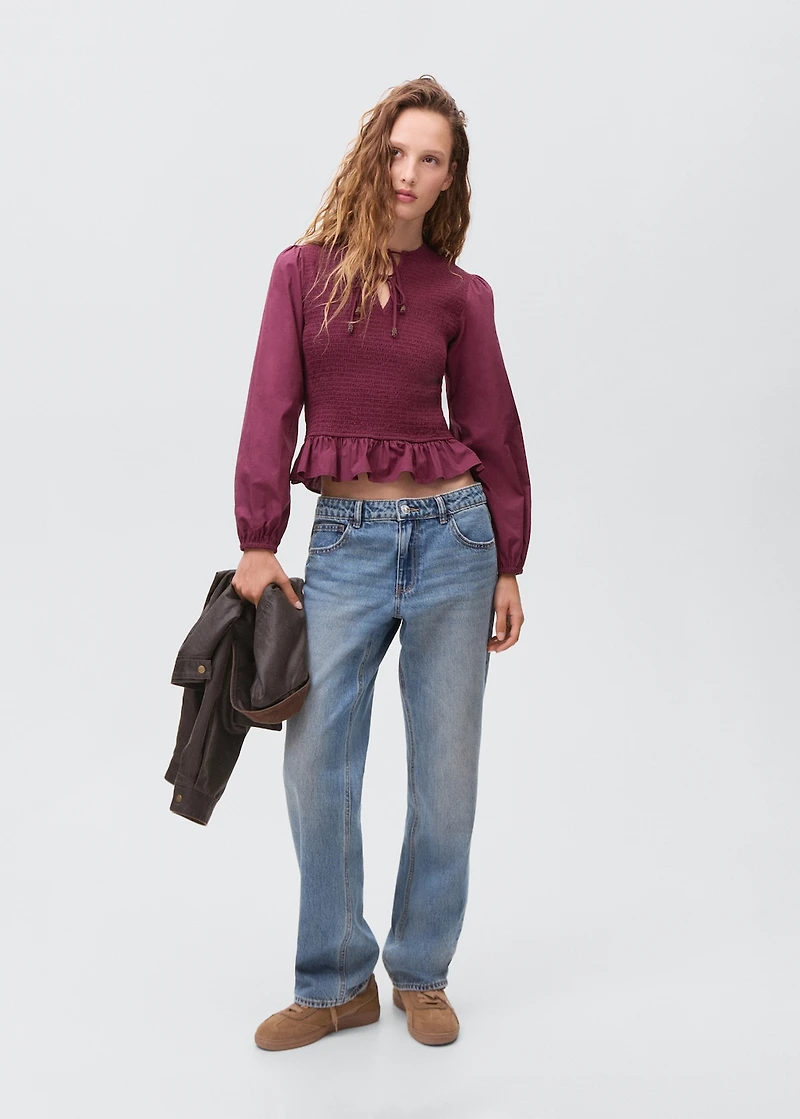 Blouse with gathered bows