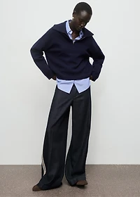 Wide-leg striped jeans