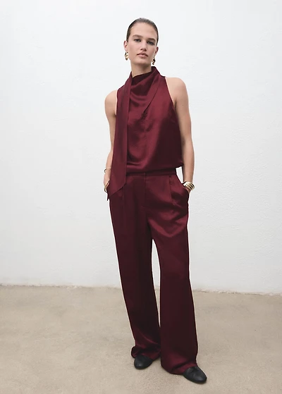 Satin blouse with foulard