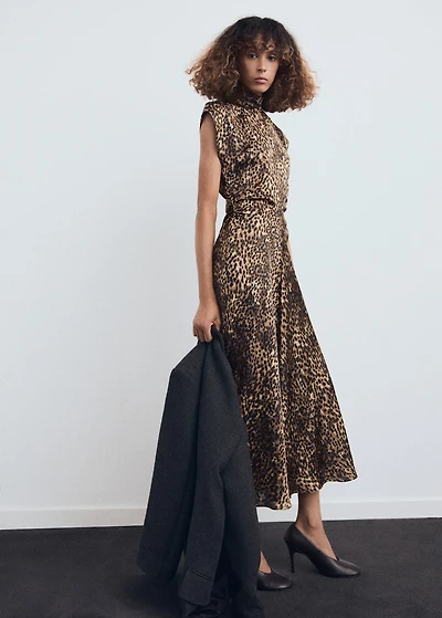 Leopard-print satin dress