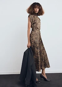 Leopard-print satin dress