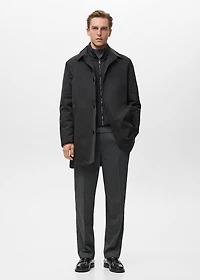 Quilted water-repellent trench coat