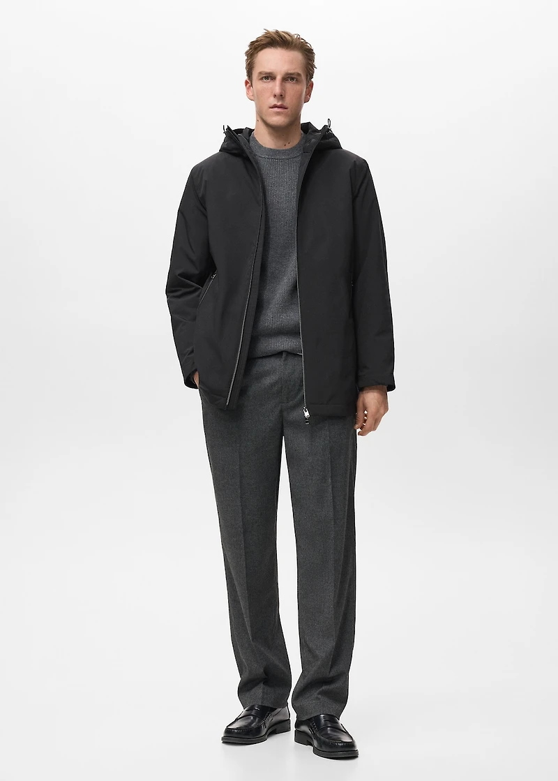 Water-repellent hooded barn jacket