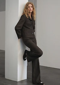 Herringbone wool suit trousers