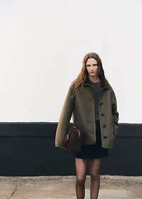 Faux-shearling leather-effect coat