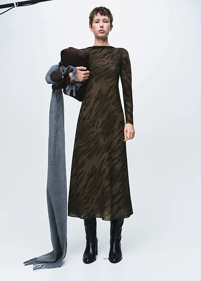 Satin animal-print dress