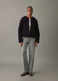 Velvet bomber jacket with stitching