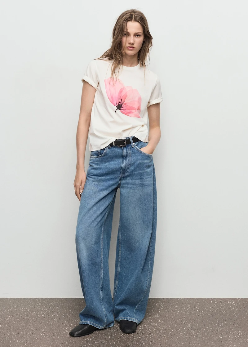 Floral-print cotton t-shirt