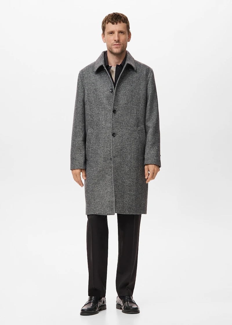 Herringbone wool-blend coat