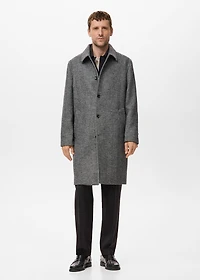 Herringbone wool-blend coat