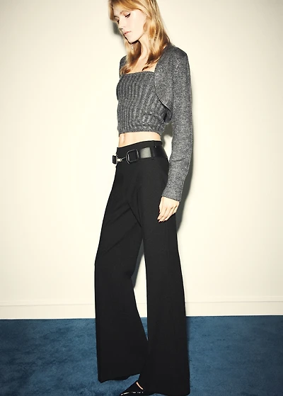 Flared pants with belt
