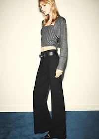 Flared pants with belt