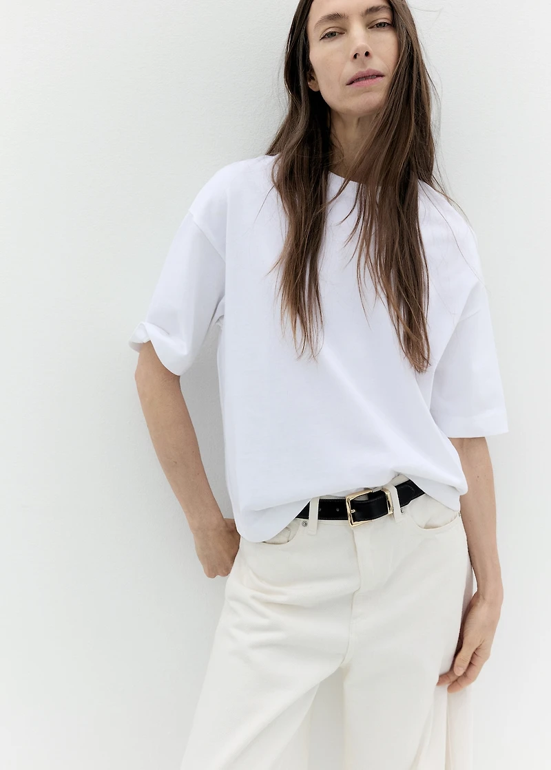 Stitched belt with square buckle