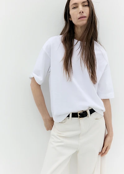 Stitched belt with square buckle