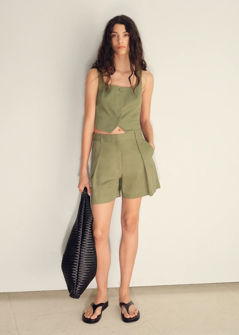 Linen-blend suit vest