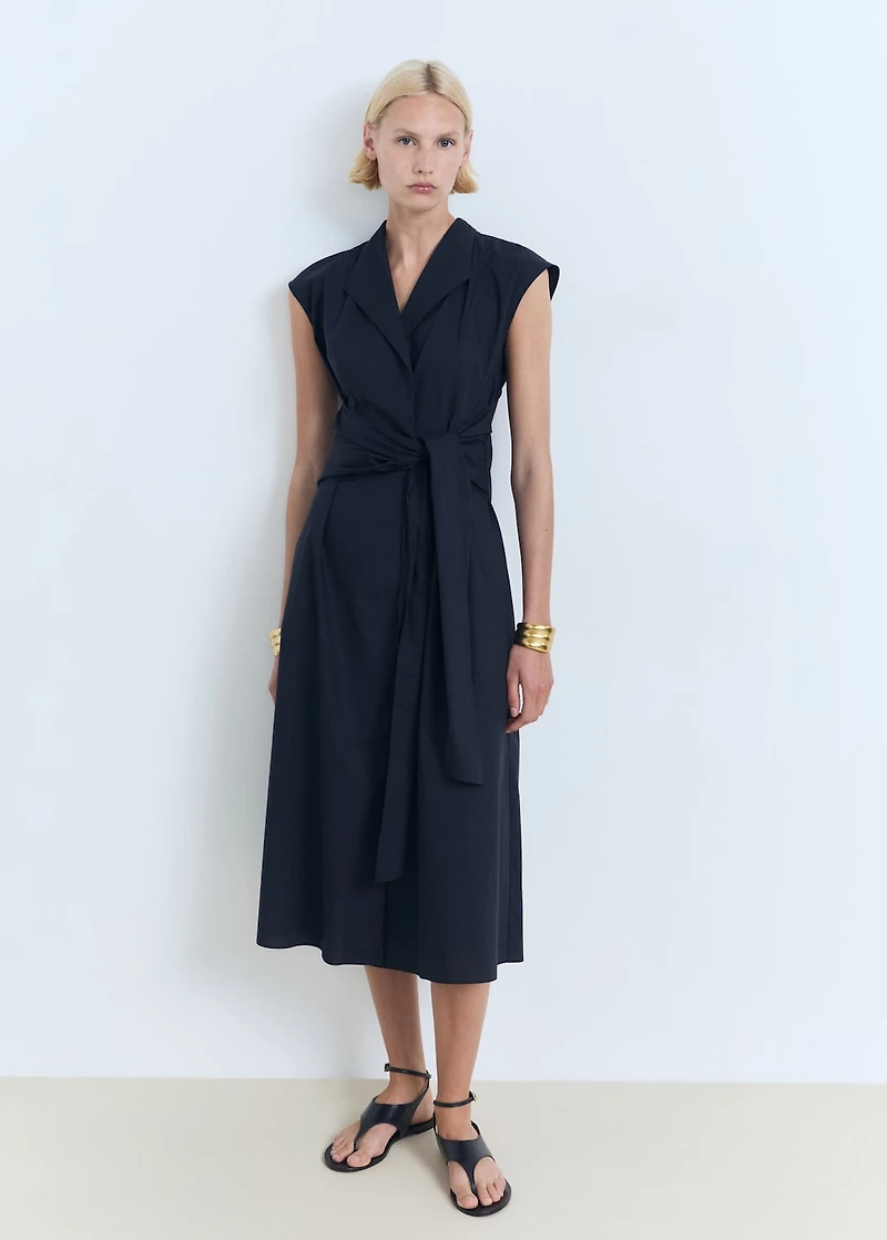 Knot detail shirt dress