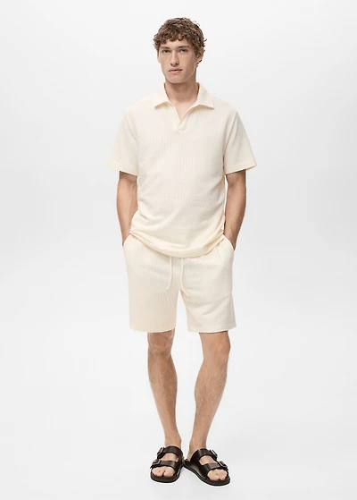 Seersucker cotton polo shirt