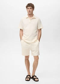 Seersucker cotton polo shirt