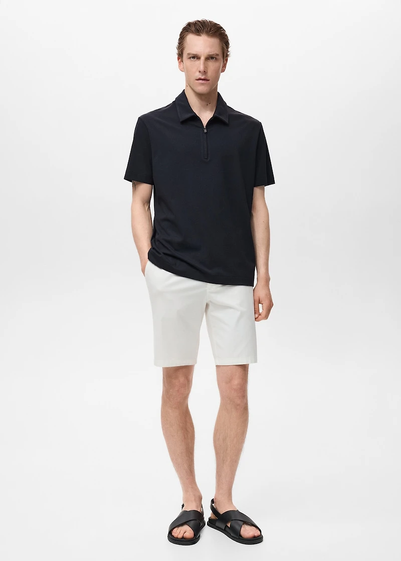 Zip neck polo shirt
