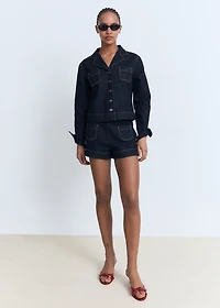 Fitted denim jacket with pockets