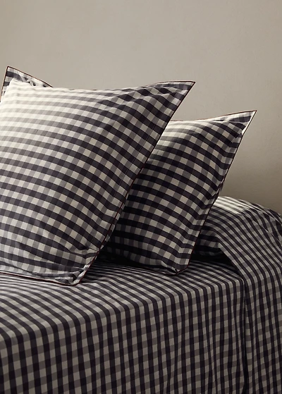 Percale cotton gingham check pillowcase 45x110 cm