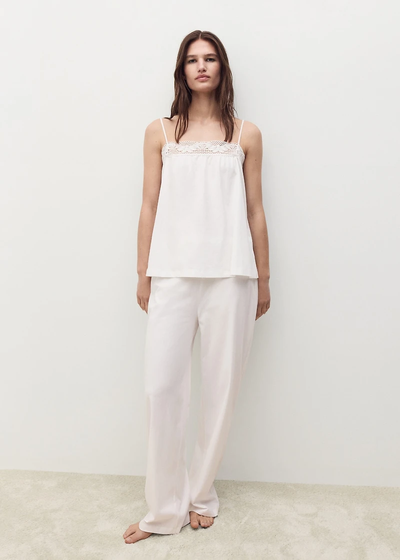 Cotton top with lace straps