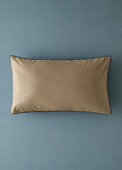 Reversible percale cotton pillowcase with contrasting piping 30x50 cm
