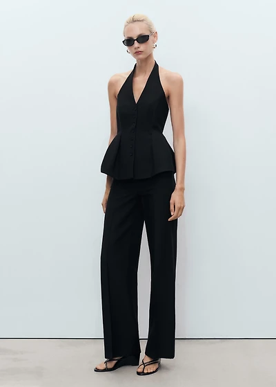 Straight mid-rise suit pants