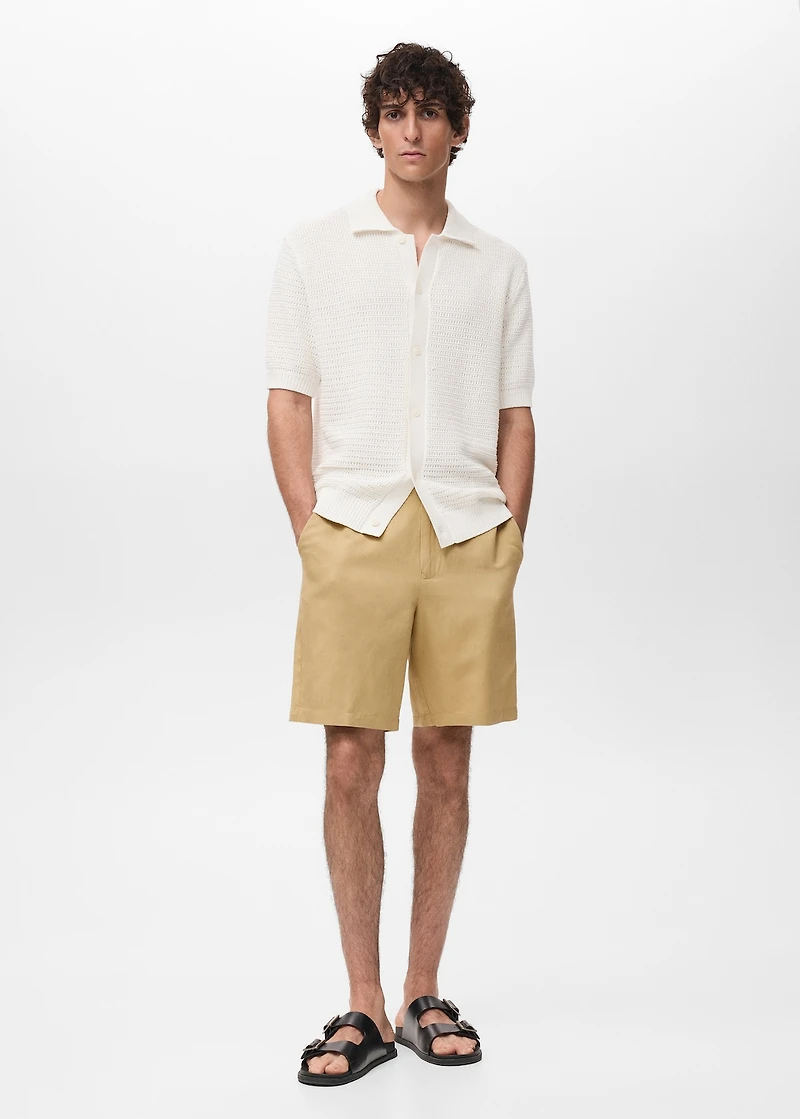 Linen-blend shorts with an elastic waistband