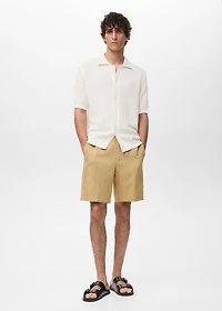 Linen-blend shorts with an elastic waistband