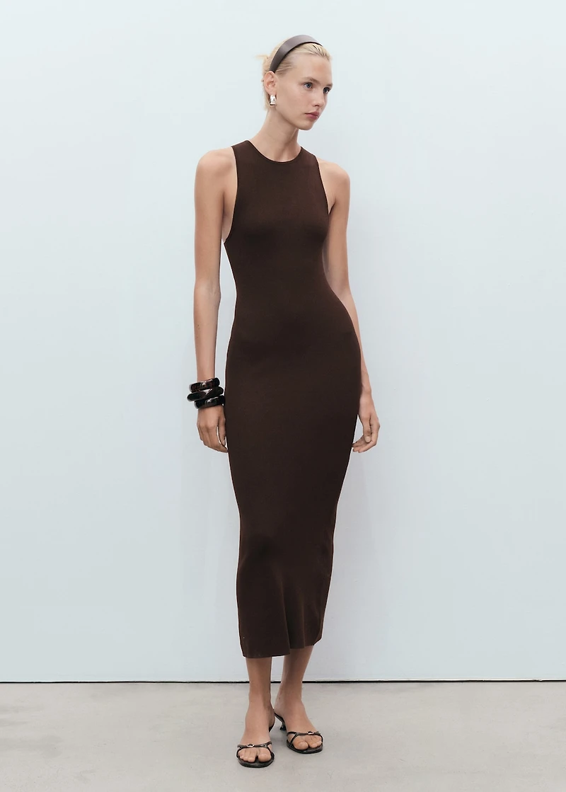Halter-neck knitted dress