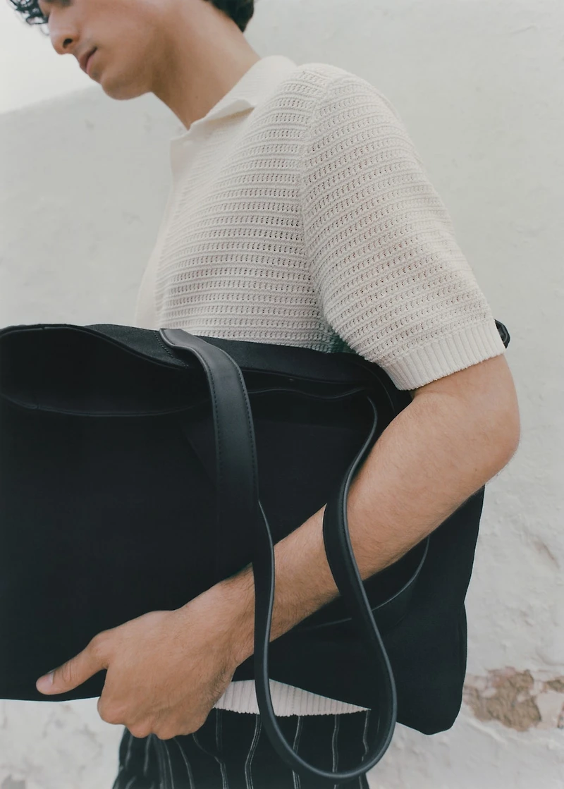 Cotton tote bag with front pocket