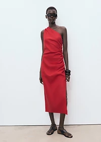 Lyocell dress with asymmetrical neckline