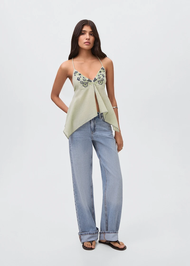 Bead embroidered top