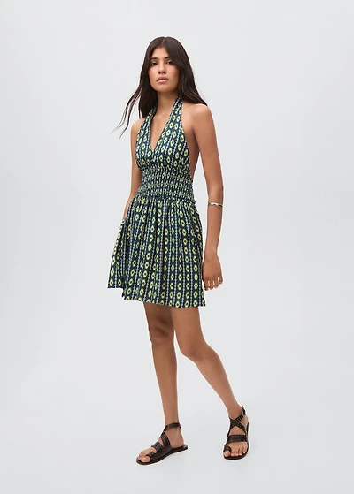 Printed halter-neck dress