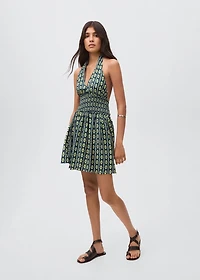 Printed halter-neck dress