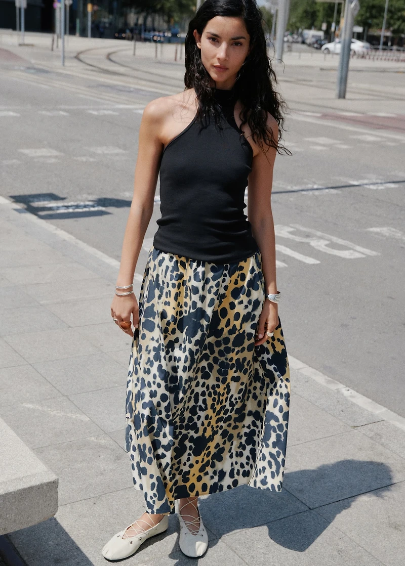 Leopard midi skirt