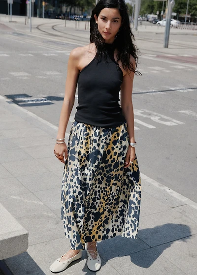 Leopard midi skirt