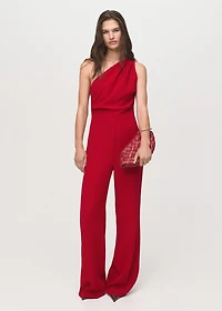 Long asymmetrical draped jumpsuit