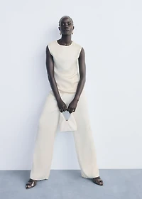 Pleated pants with elastic waist