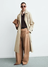 Long double-breasted trench coat