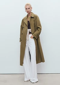 Long double-breasted trench coat