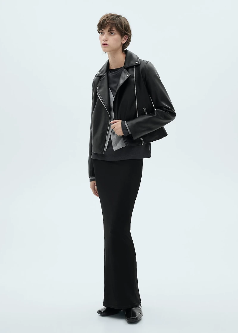 Faux-leather biker jacket