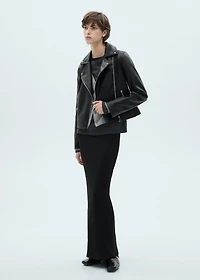 Faux-leather biker jacket