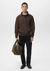 Regular-fit cotton sweatshirt with zipper