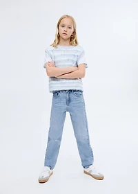 Mom fit decorative rips jeans