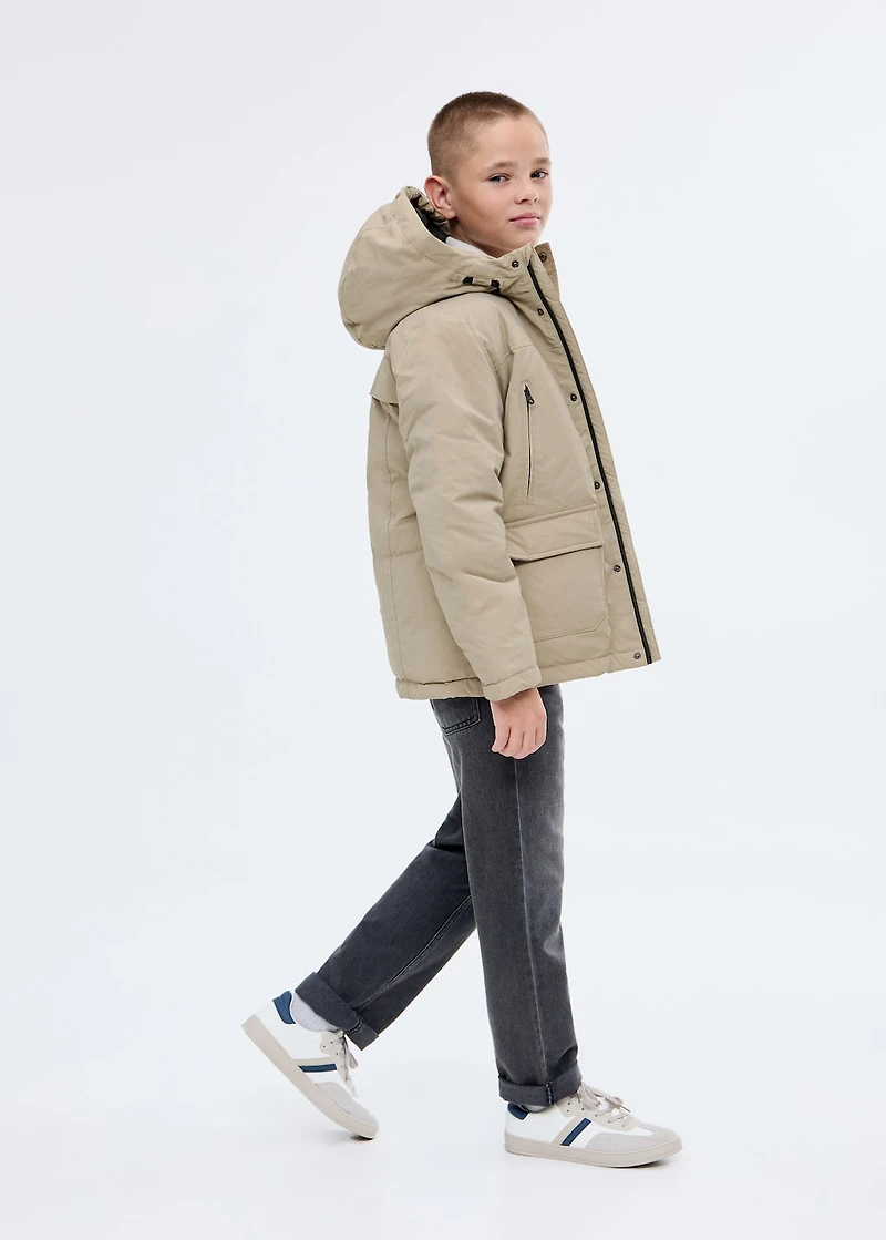 Pockets hooded coat
