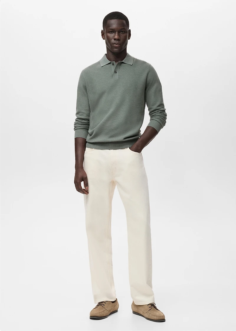 Micro-structured cotton polo shirt